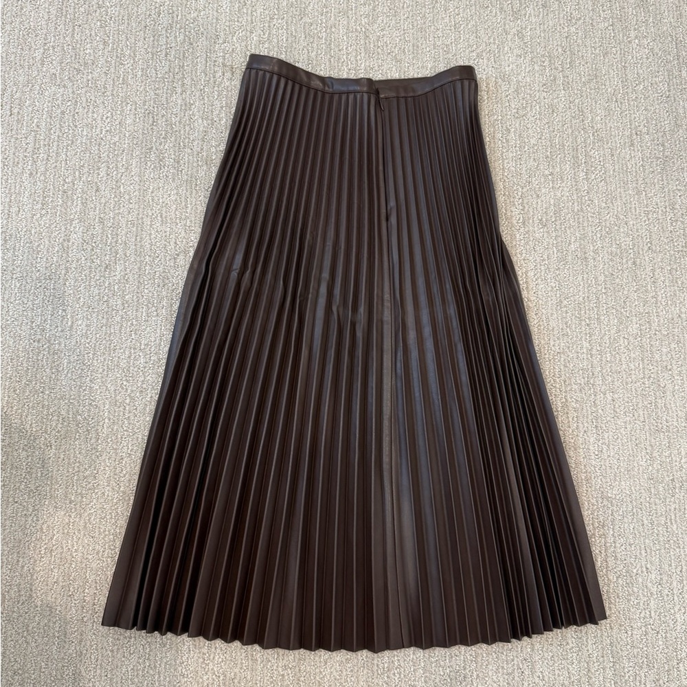 Banana Republic Pleated Faux Leather Midi Skirt - Brown - Picture 2 of 3